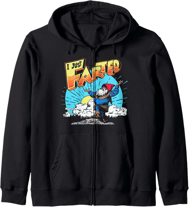 I Just Farted Funny Gnome Fathers Day Retro Gassy Dad Joke Kapuzenjacke