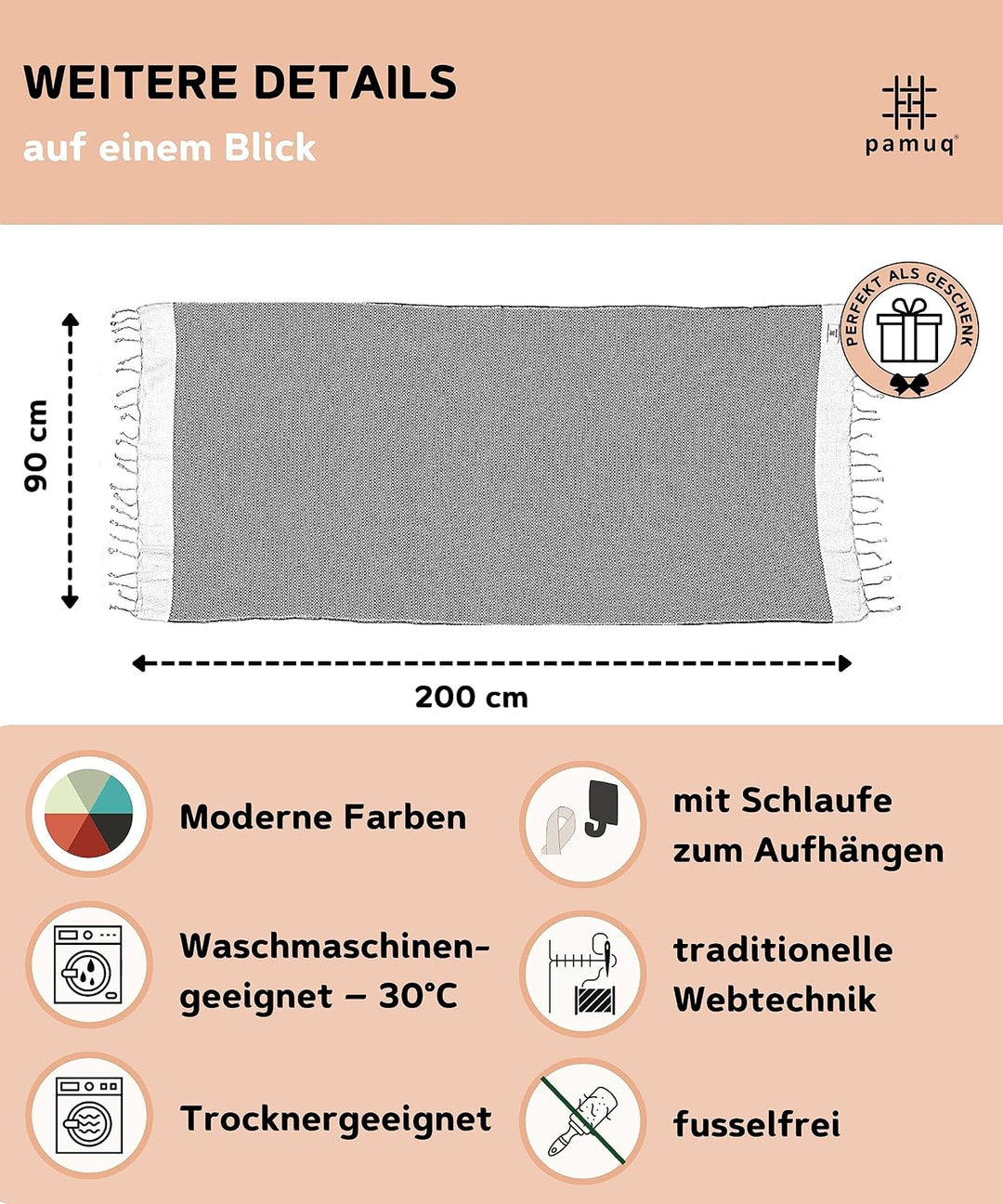Strandtuch XXL Saunatuch Badetuch Hamamtuch Gross Baumwolle Duschtuch Pestemal Handtuch Fouta Pareo