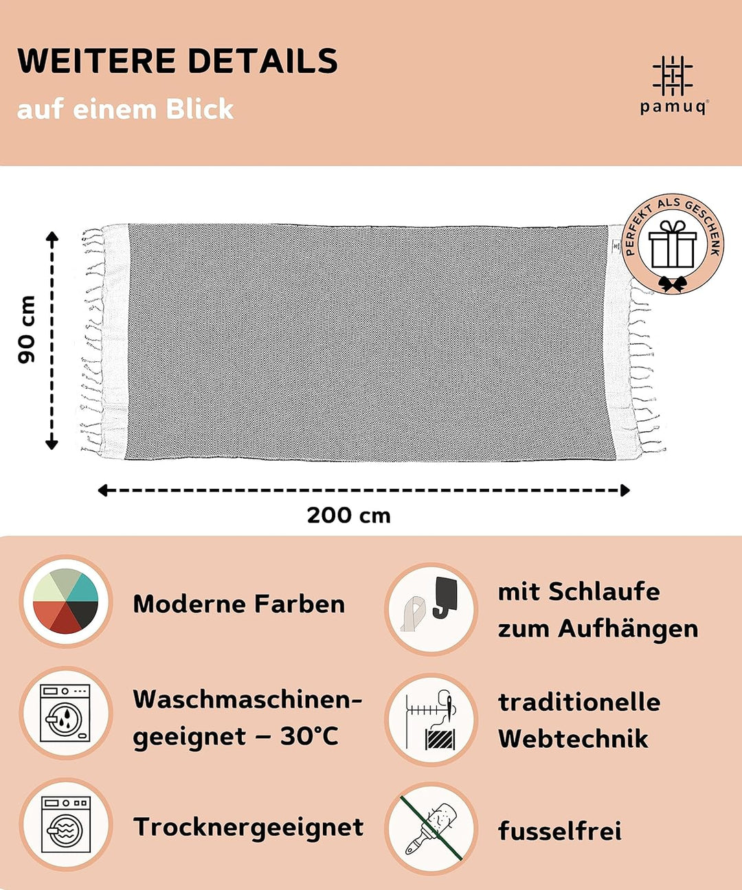 Strandtuch XXL Saunatuch Badetuch Hamamtuch Gross Baumwolle Duschtuch Pestemal Handtuch Fouta Pareo