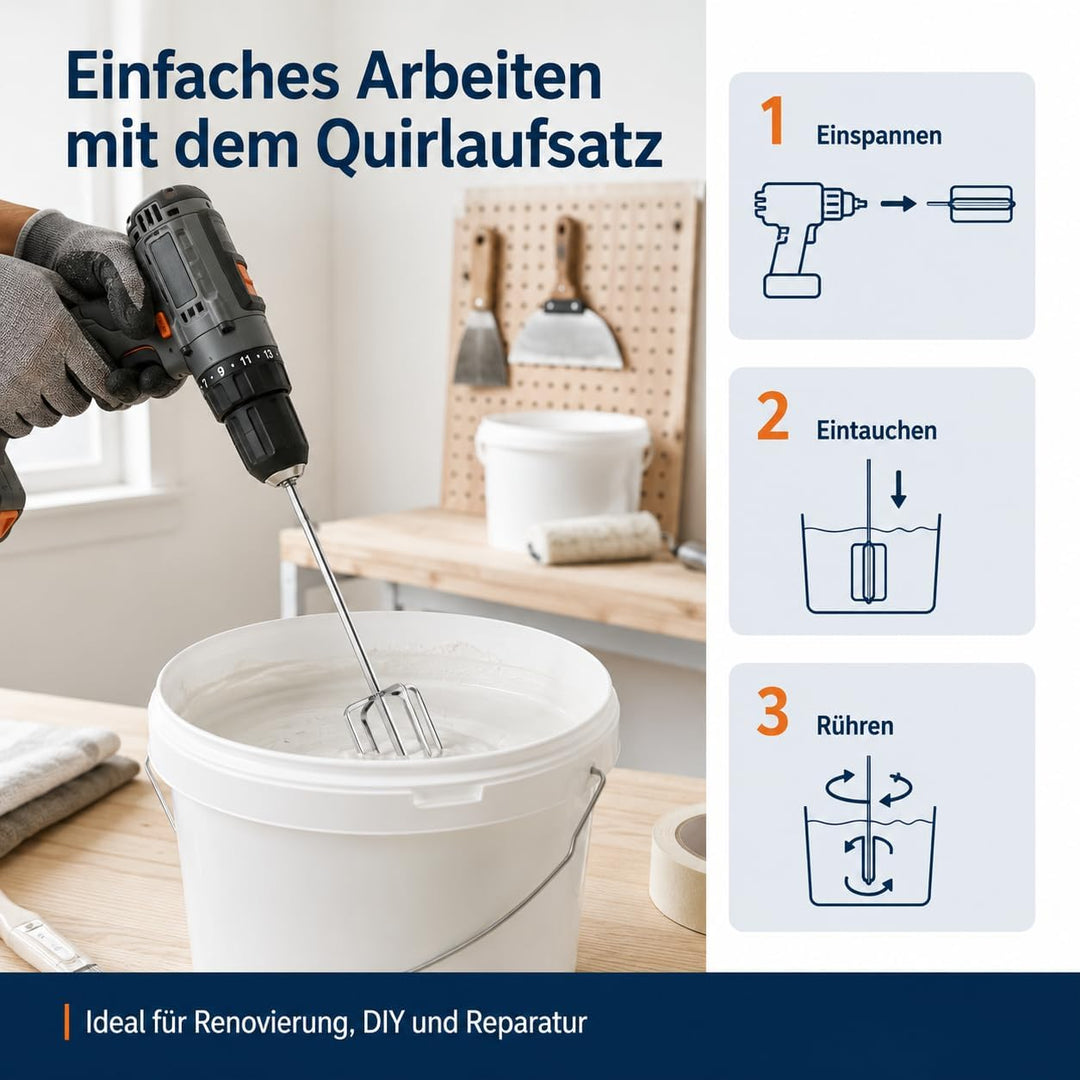 2 Stück 40 cm Edelstahl Rührstab, Lebensmittel Mischaufsatz