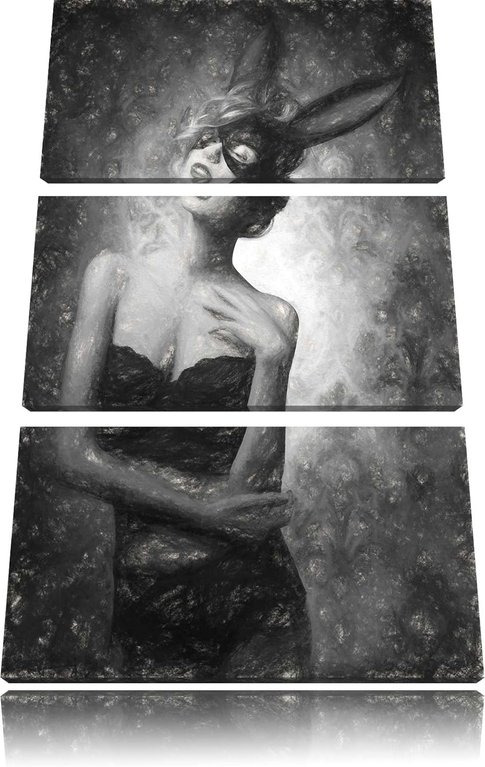 Pixxprint Maskierte attraktive Frau als Leinwandbild/Grösse: 3 Teilig (120x80) cm/Wandbild/Kunstdruc