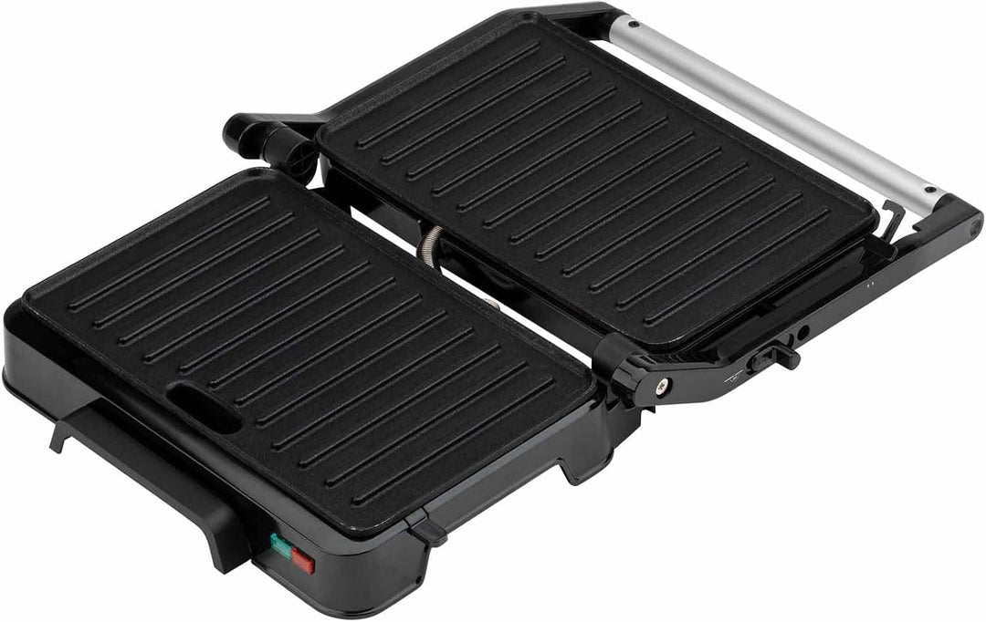JATA JEGR1124 Elektrogrill und Grill mit geriffelten antihaftbeschichteten Platten, 23 x 14,5 cm, 10