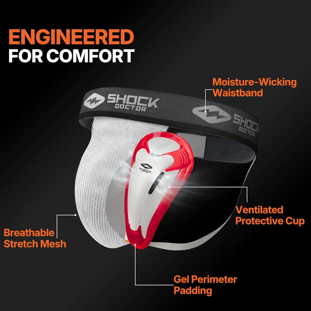 ShockDoctor Herren Tiefschutz Suspensorium mit Bioflex Cup L Weiss (White) Single, L Weiß (Whit