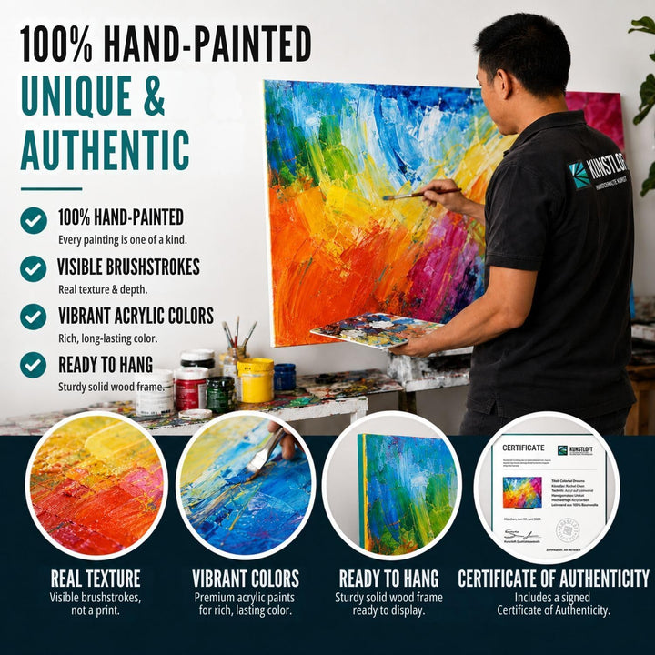 KunstLoft Leinwandbild | 100% HANDGEMALT | 150x50cm | Gemälde &