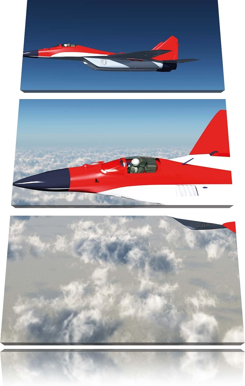 Pixxprint Kampfjets 3Teiler 120x80 cm Leinwandbild Wandbild Kunstdruck