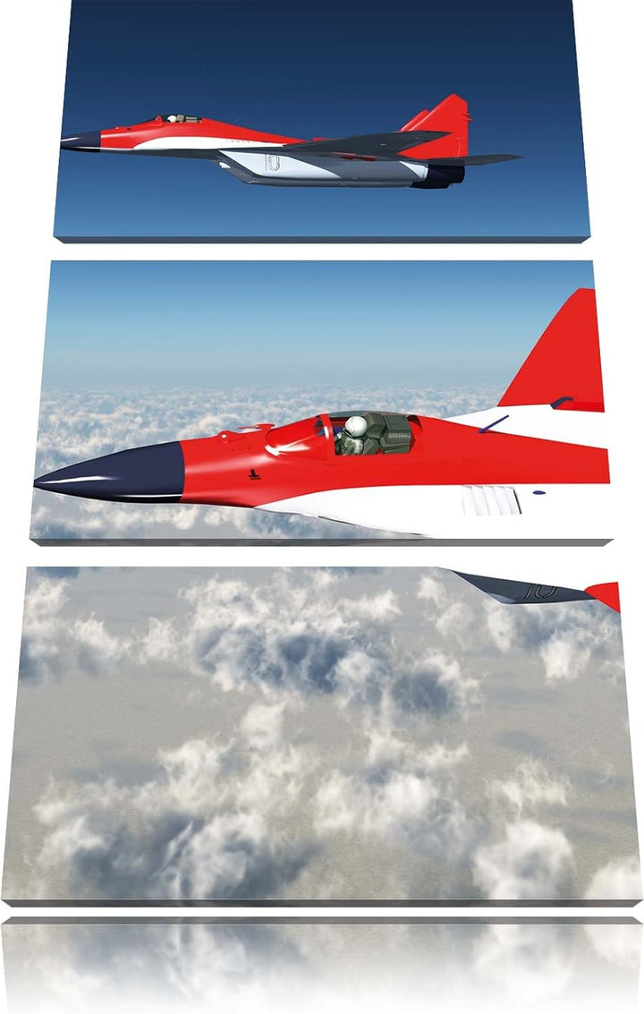 Pixxprint Kampfjets 3Teiler 120x80 cm Leinwandbild Wandbild Kunstdruck