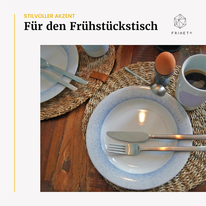 FRIHET® Platzsets rund aus Seegras für Tischdeko | Platzdeckchen für den Esstisch | 6er Tischset Nat