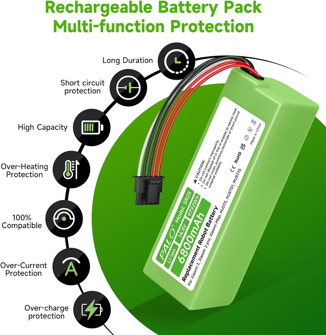 6800mAh Akku für Xiaomi Mi Robot Vacuum-Mop 2 Pro, D099-4S2P, MJSTS1, MJSTP, C101, S1-260-4S2P Robot