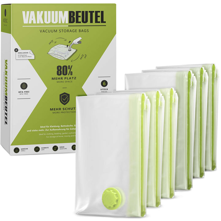 NORDIC® Vakuumbeutel (6er Set) in 80x60cm u. 80x100cm – BPA Frei INKL. ETIKETTEN - Vakuumbeutel für