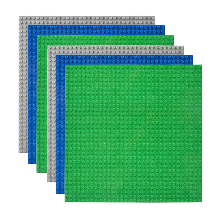 Lekebaby 6 Platten-Set Bauplatte Kompatibel mit Meisten Marken, 25 * 25cm, Grüne Blaue Graue Grundpl