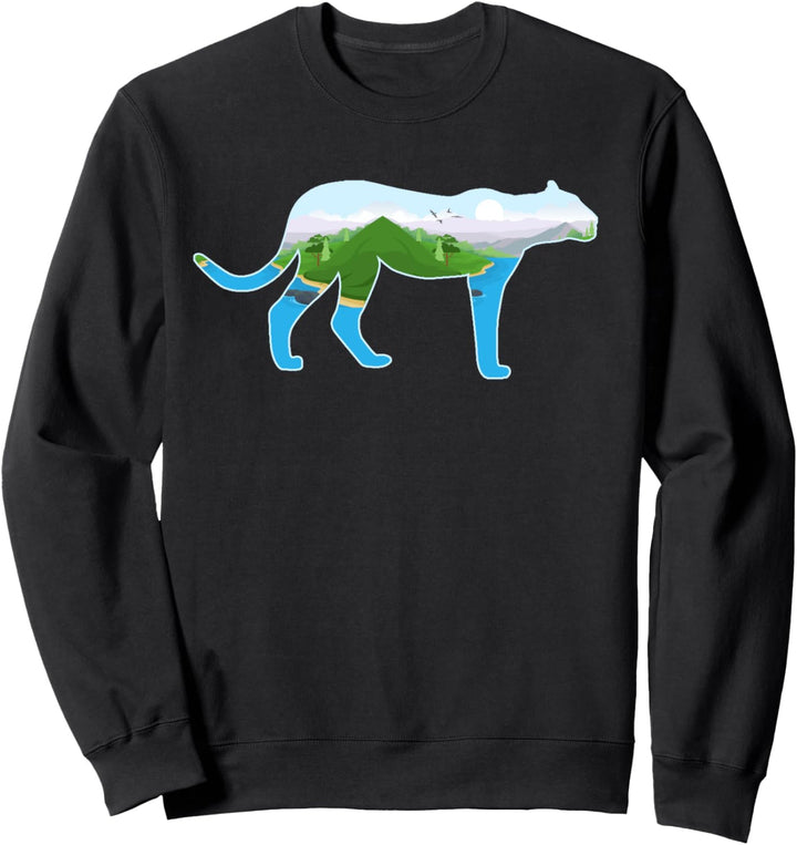 Puma Druck Landschaft Cougar Lover - Tier Cougar Puma Sweatshirt