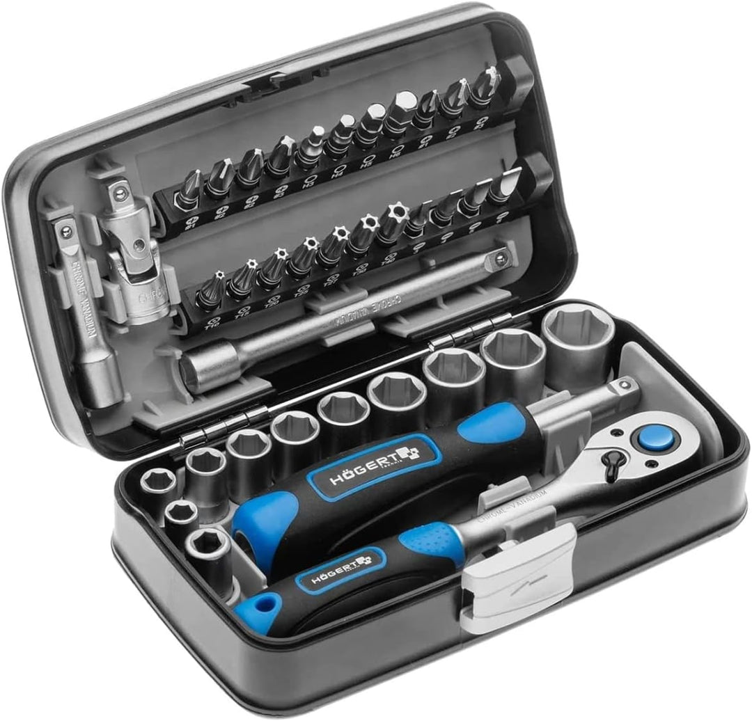 kwb Werkzeug-Koffer inkl. Schrauber-Bits, 42-teilig, gefüllt, robust und hochwertig & Högert Technik