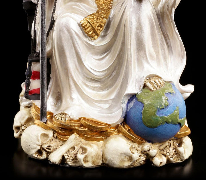 La Santa Muerte Figur weiss sitzend - Sensenmann Reaper Mexiko Deko Altar