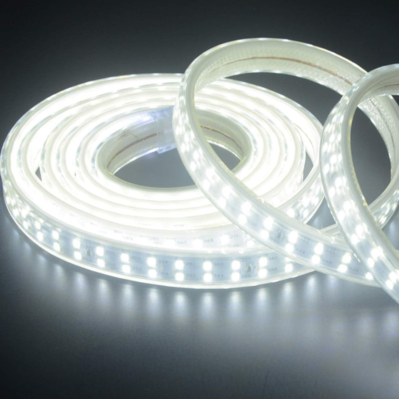 FOLGEMIR 25m LED Band mit Schalter – Kalt Weiss, 2835 SMD 180 Leds/m Streifen, 230V helle Beleuchtun