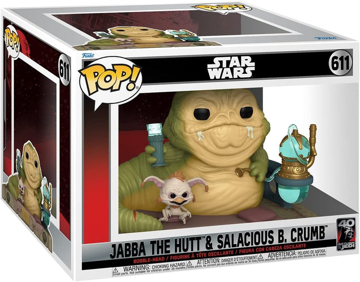 Funko Pop! Deluxe: RotJ 40th - Jabba mit Salacious - Star Wars - Vinyl-Sammelfigur - Geschenkidee -