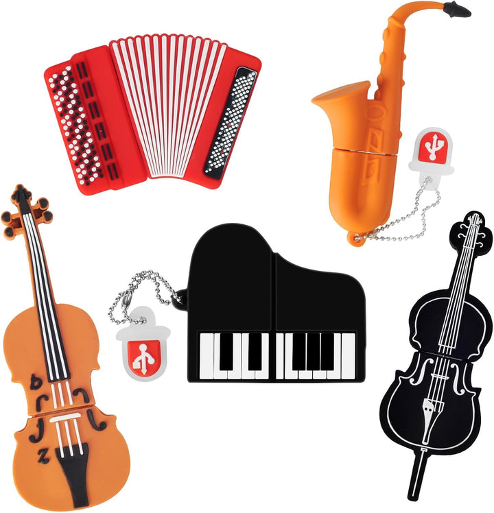5 Stück 32GB USB-Stick mit Süssem Musikinstrument Muster, BorlterClamp Süsses USB-Flash-Laufwerk Spe