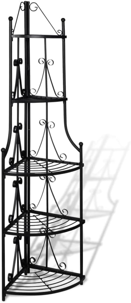 vidaXL Pflanzentreppe Blumenregal Standregal Eckregal Blumentreppe Stahl schwarz, Schwarz