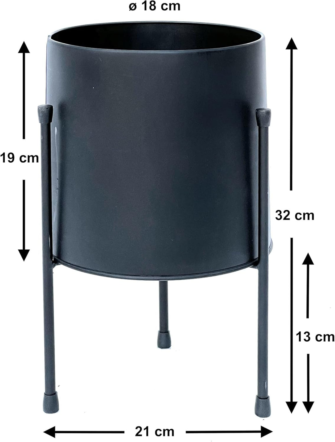 DanDiBo Blumenhocker mit Topf Metall Schwarz 32 cm Blumenständer 96261 Blumensäule Modern Pflanzenst