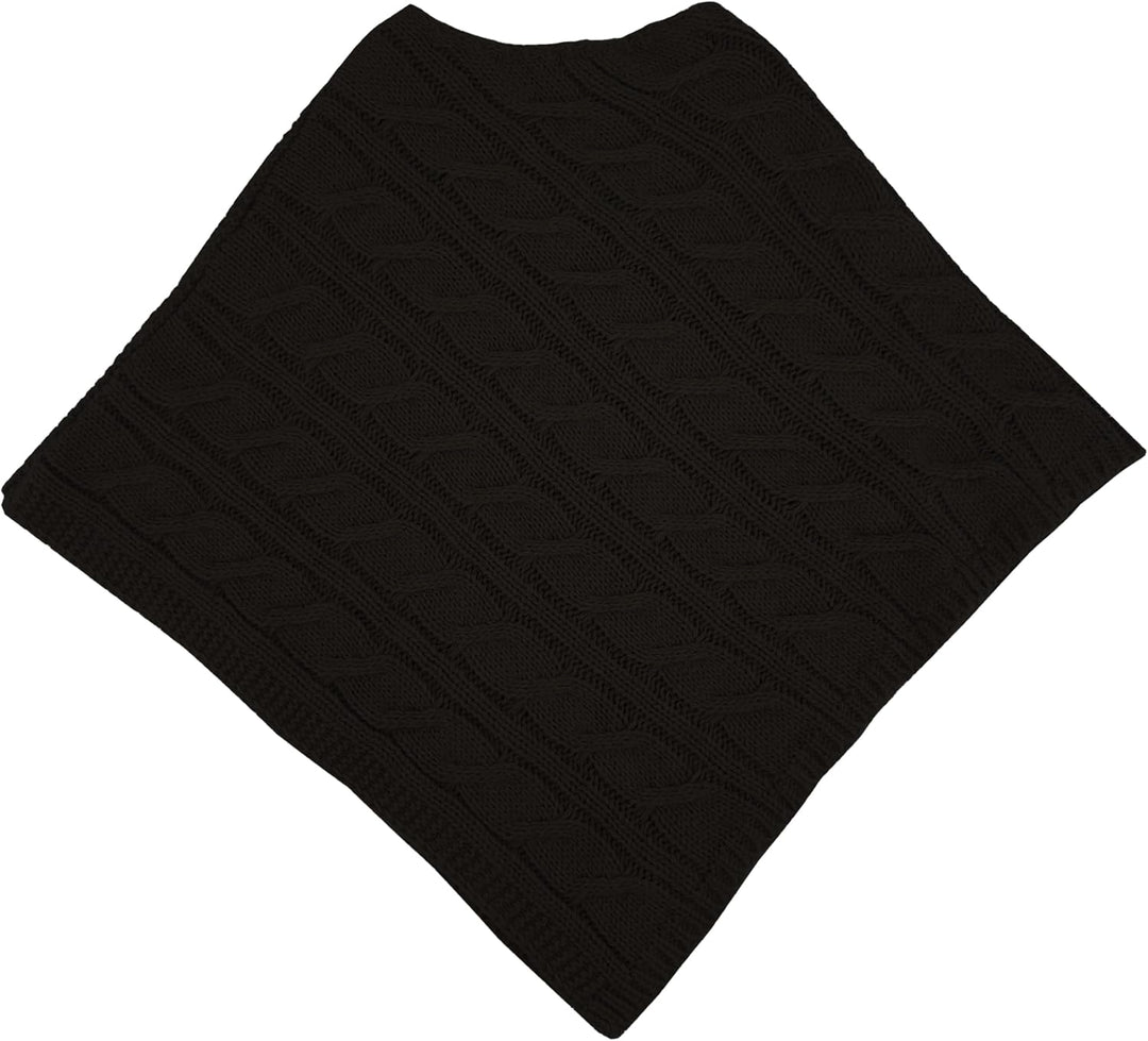 Damen Strickponcho Flechtmuster Rundhals Weich Herbst (Code 5348)