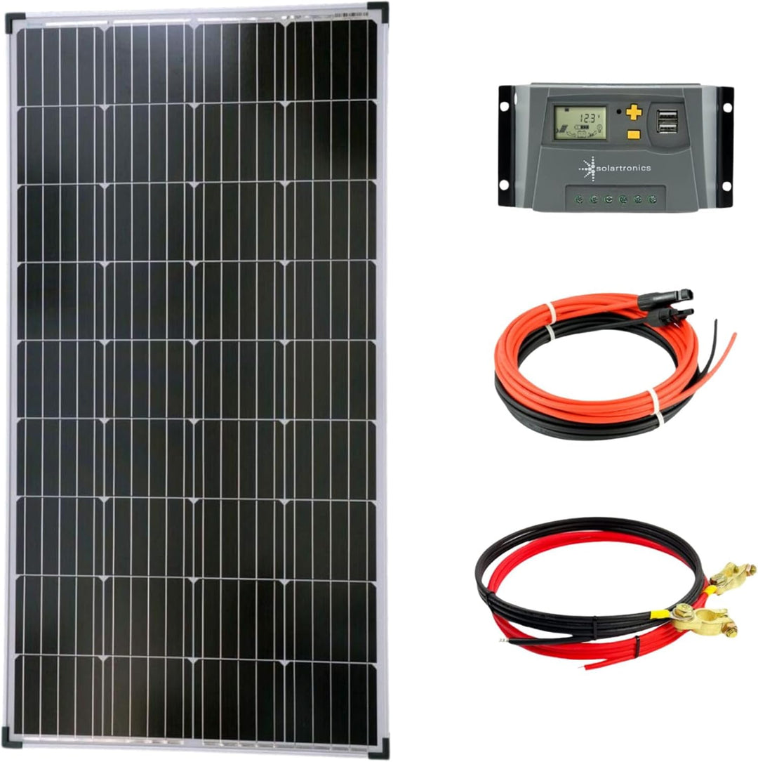 solartronics Komplettset 1x130 Watt Solarmodul Laderegler Photovoltaik Inselanlage