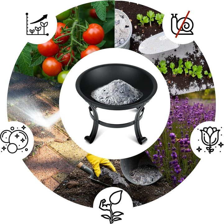 Berdsen Feuerschale 60 cm Feuerstelle Outdoor Feuerkorb Garten Rostfrei Stahl Pulverbeschichtet Schw