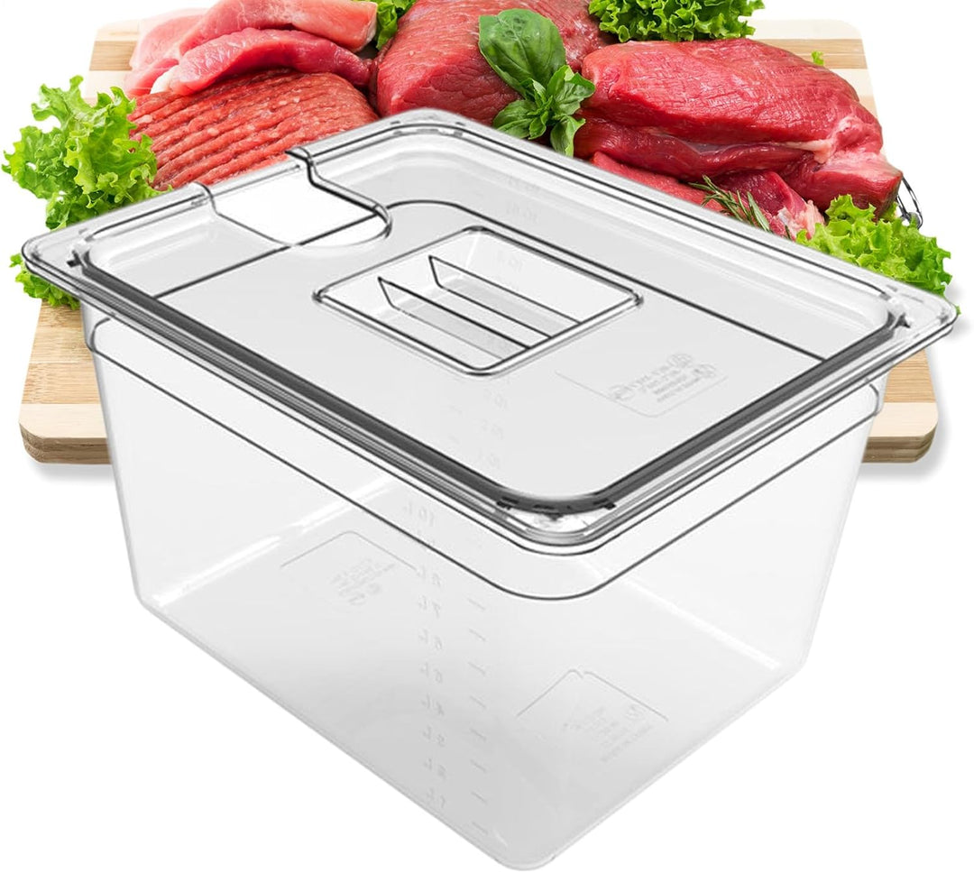 Sous-Vide-Behälter, transparente Tauchkochbox mit luftdichtem Deckel, hitzebeständiger Wassertank fü