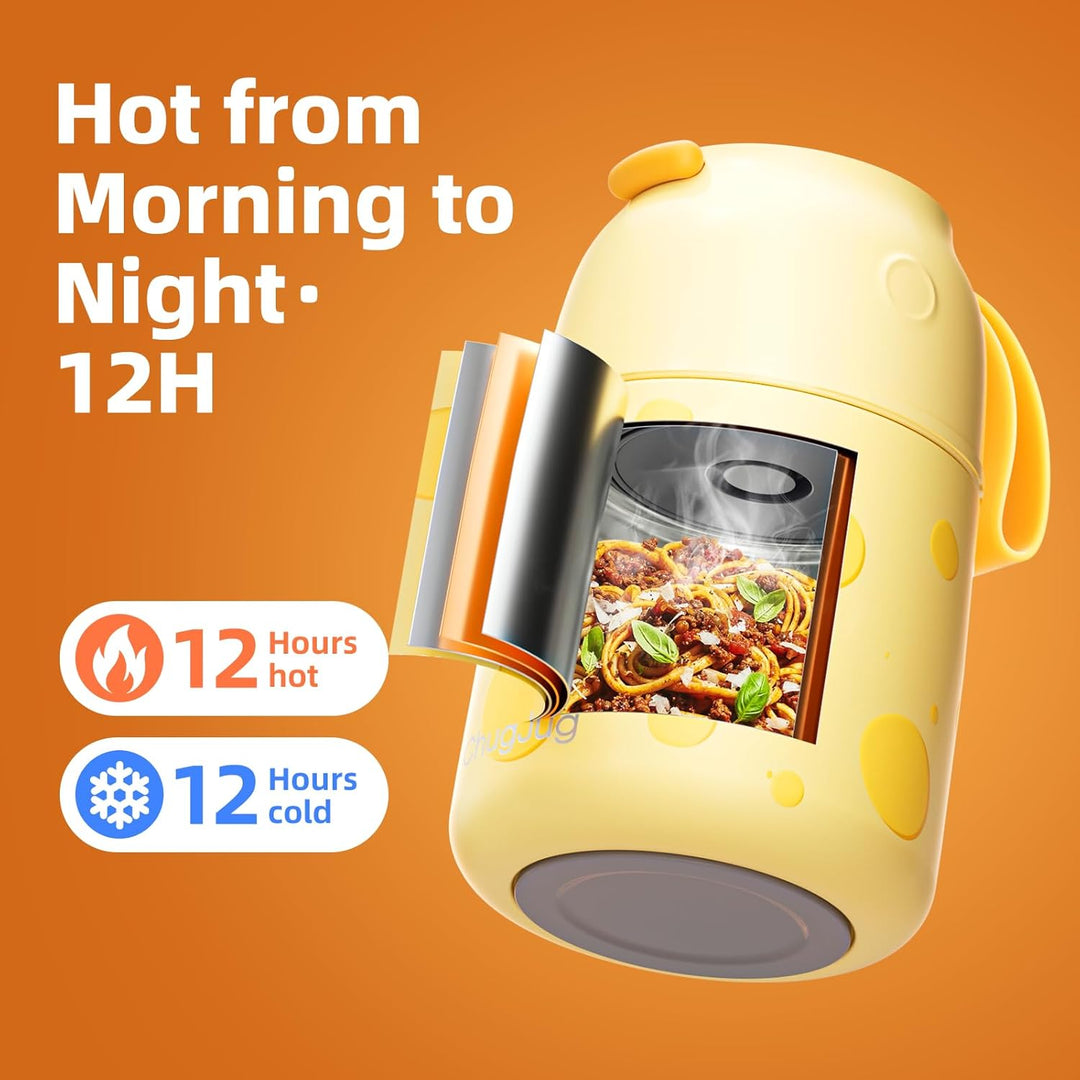 Thermobehälter für Essen 530ml, Edelstahl Thermobecher für Essen Warmhaltebehälter mit Löffel, Ausla