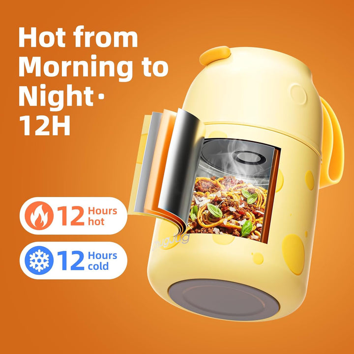 Thermobehälter für Essen 530ml, Edelstahl Thermobecher für Essen Warmhaltebehälter mit Löffel, Ausla