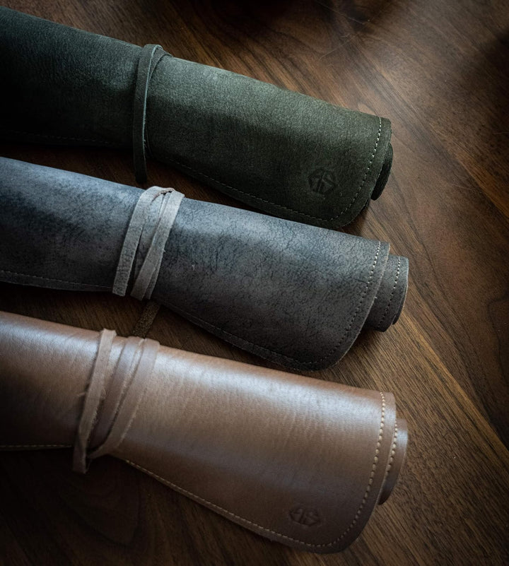 Hochwertige 7-Fach Echt-Leder Kochmesserrolle"Steve" – Rolltasche Werkzeugtasche verschliessbar - Me