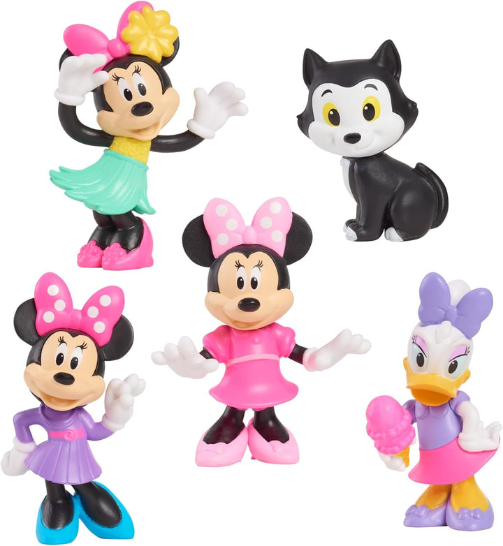 Just Play Disney Junior Minnie Mouse Minifiguren 5er-Pack, 4,3–6,9 cm grosse Sammelfiguren, Kindersp