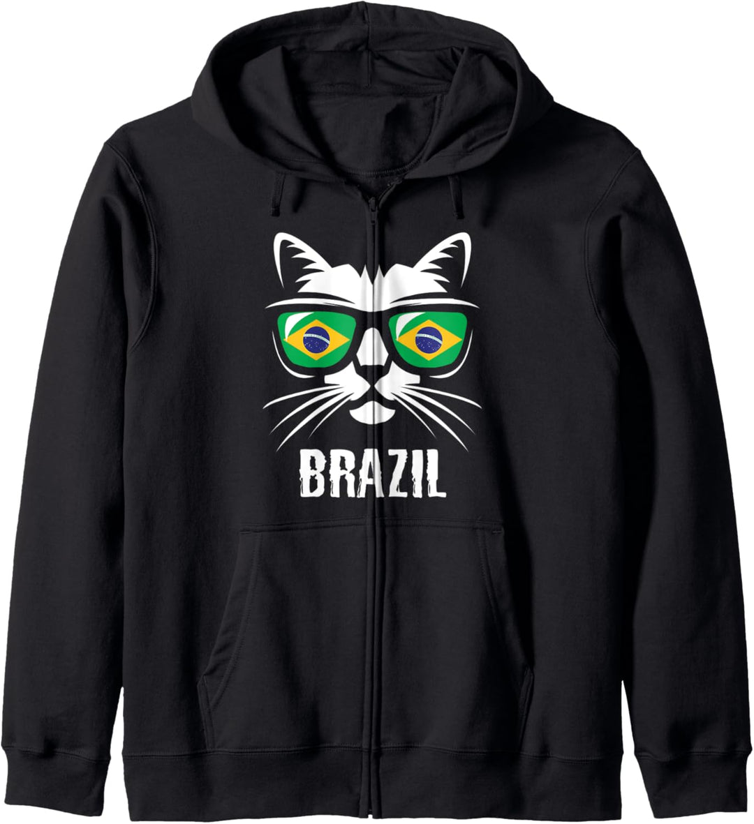Lustige Katze Brasilien Flagge Kapuzenjacke