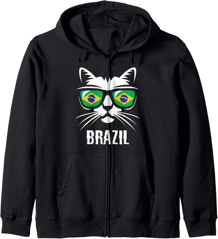 Lustige Katze Brasilien Flagge Kapuzenjacke