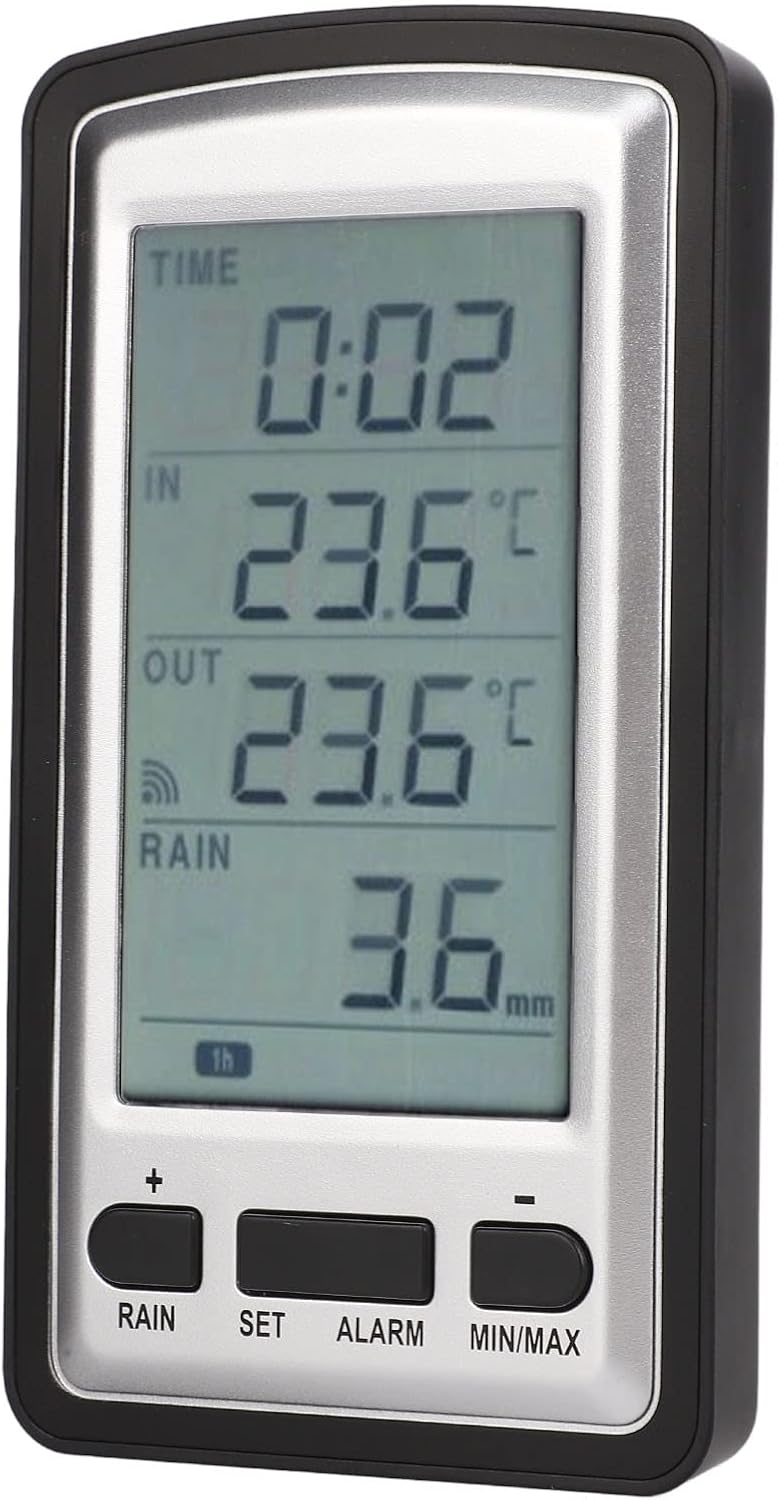 Qcwwy Drahtloser Regenmesser, Digitaler Drahtloser Regenmesser mit RCC-Regenwetterstation, Temperatu