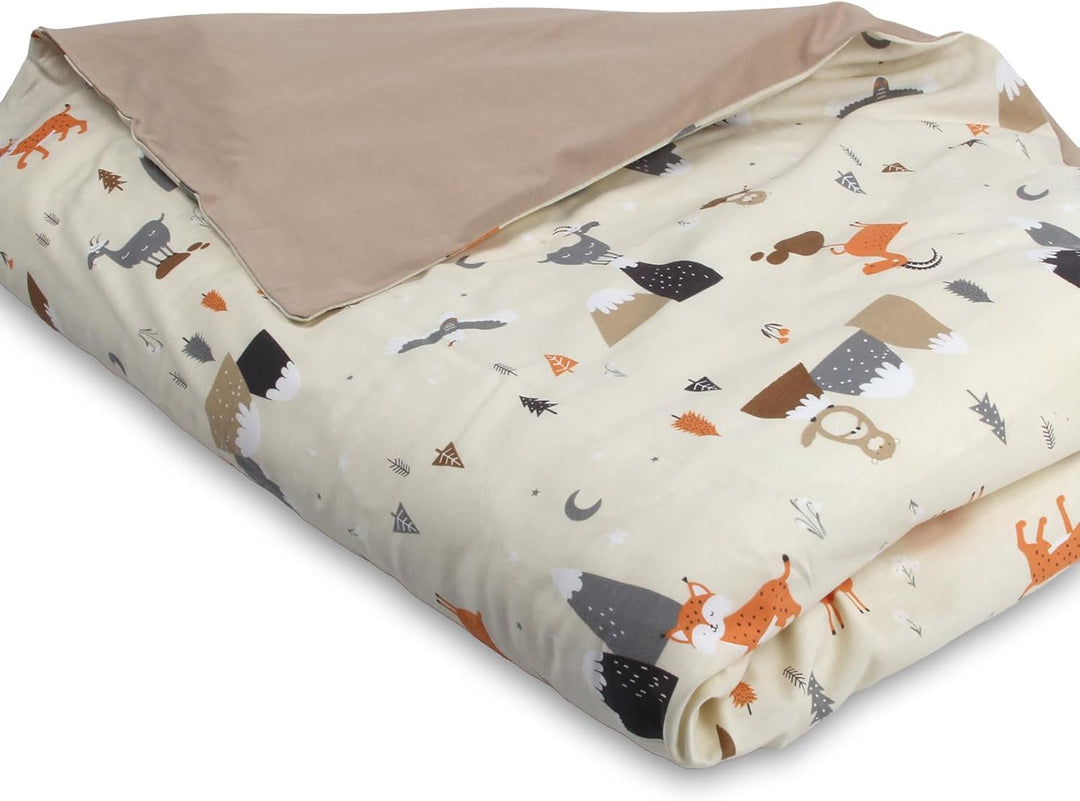 schlummersack Kinder Bettwäsche Set 100x135 Bergtiere aus 100% Baumwolle, Wendbar, mit Reissverschlu