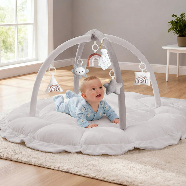 Mallify 5-in-1-Wandelbares Baby-Spielbogen mit 6 Spielzeug, Spieldecke zur Förderung der sensorische