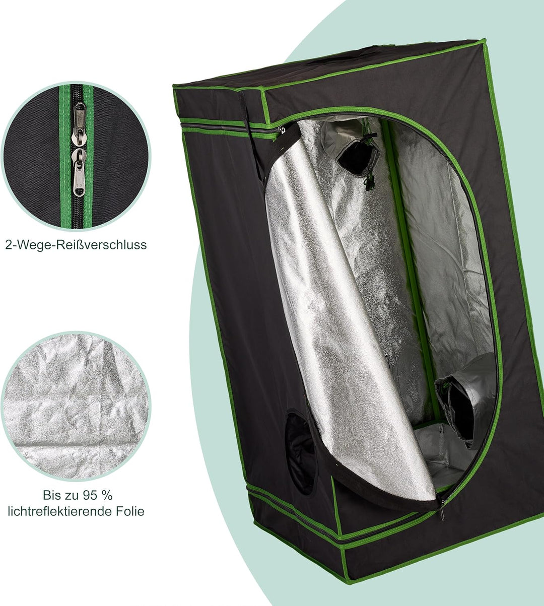 Relaxdays Growbox, HxBxT: 120x60x60 cm, Pflanzen Anbau, Reflexionsfolie innen, verdunkeltes Zuchtzel