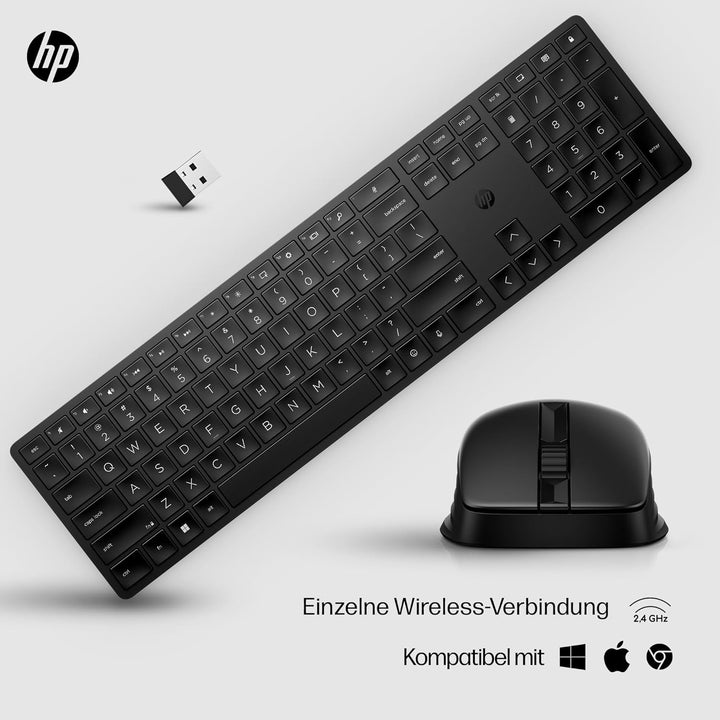 HP 650 kabellose Tastatur und Maus Bundle (20 programmierbare Tasten, QWERTZ Layout, 4.000 DPI, USB