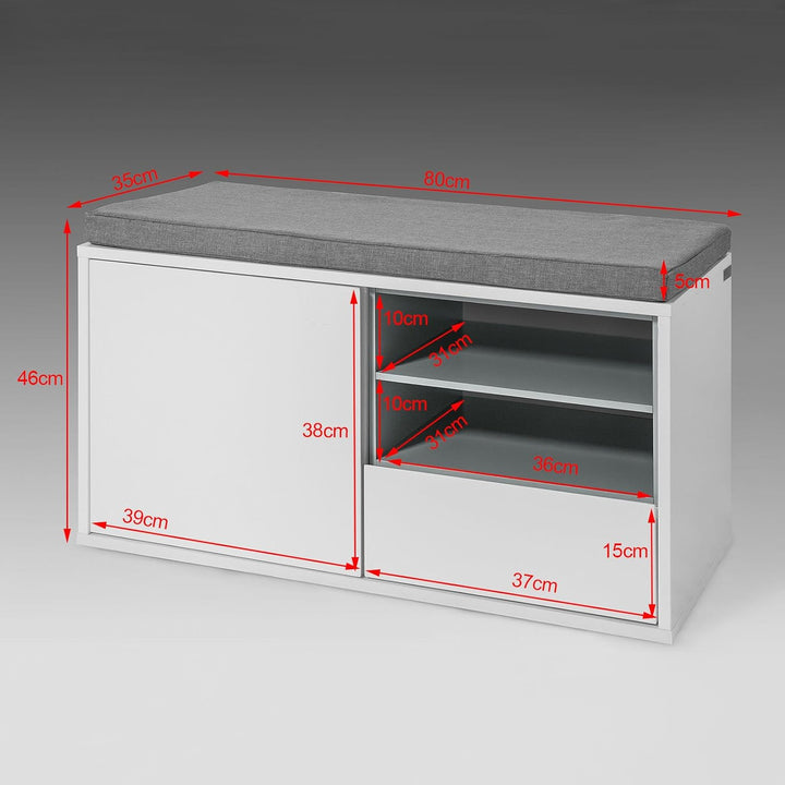 SoBuy FSR37-W Sitzbank mit Sitzkissen Schuhschrank Garderobenbank Bettbank weiss BHT ca: 80x46x35cm