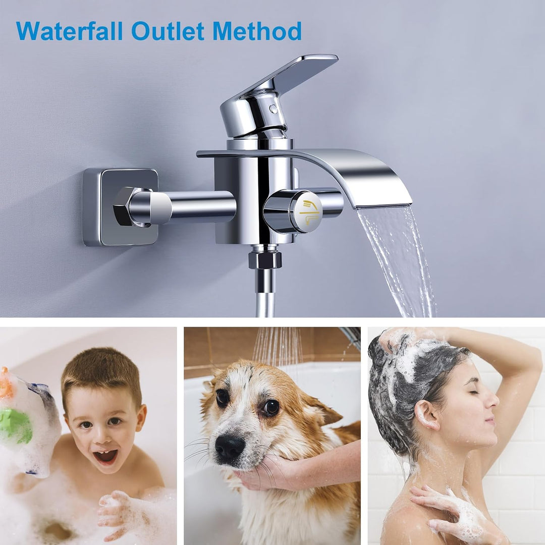 KULACO Badarmatur, Wasserfall, Duscharmatur, Badarmatur aus Messing, Einhebelmischer für Badewanne,