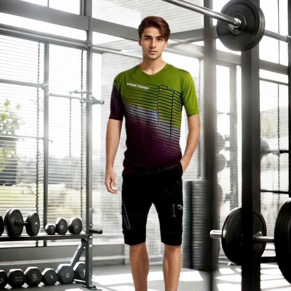 Herren Kurzarm Shirt MTB Leicht Atmungsaktiv Sanft Sport Fitnessstudio Radtrikot Dsjf08 M, Dsjf08 M