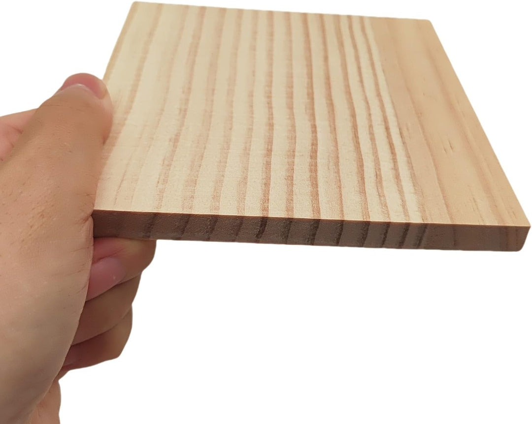 12 Stück Unlackierte quadratische Holzblöcke zum Basteln, 12 x 12 x 1 cm blanko Holzquadrate aus Kie