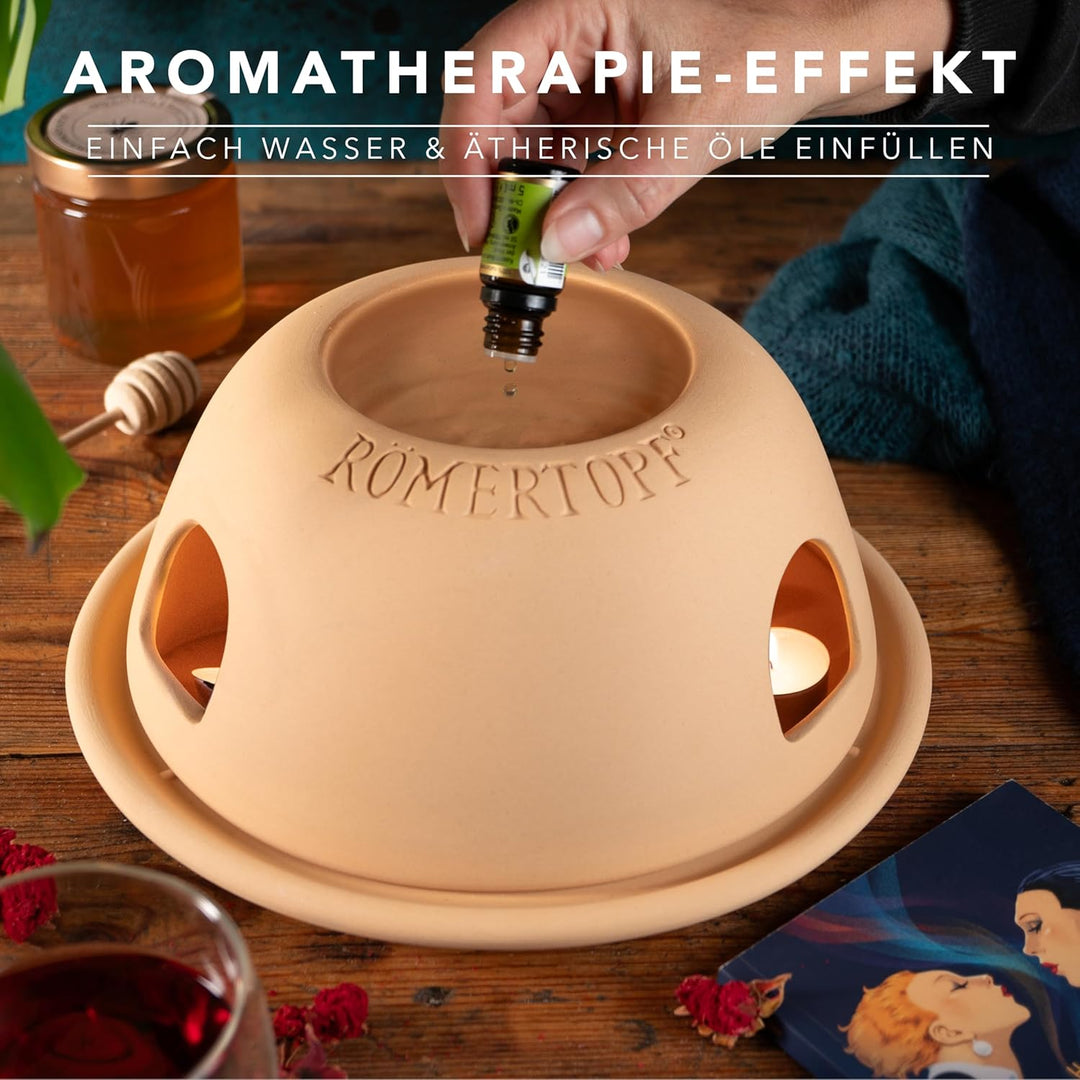 Römertopf Teelicht-Ofen der heisse Heinz Teelichtheizung inkl. Luftbefeuchter 29 cm x 12,5 cm