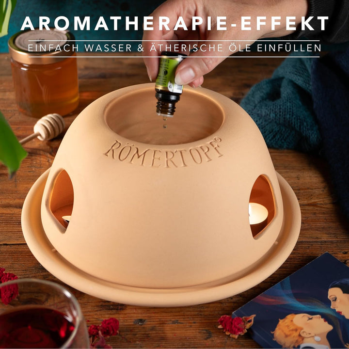 Römertopf Teelicht-Ofen der heisse Heinz Teelichtheizung inkl. Luftbefeuchter 29 cm x 12,5 cm