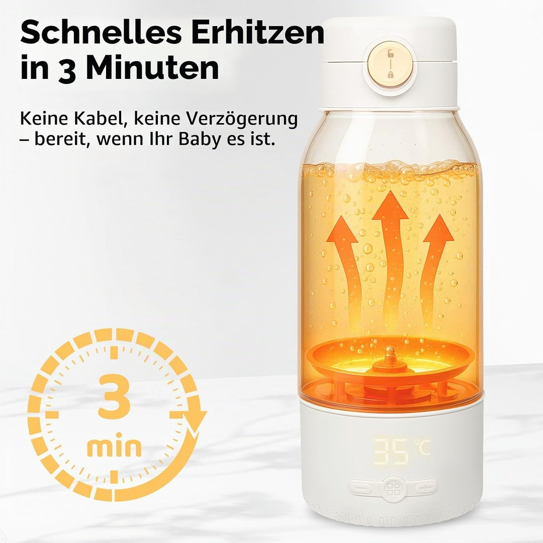 Tragbarer Flaschenwärmer Baby Unterwegs - Grosse 500ml Kapazität, Pasteurisierung, Kindersicherung g