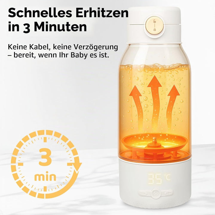 Tragbarer Flaschenwärmer Baby Unterwegs - Grosse 500ml Kapazität, Pasteurisierung, Kindersicherung g