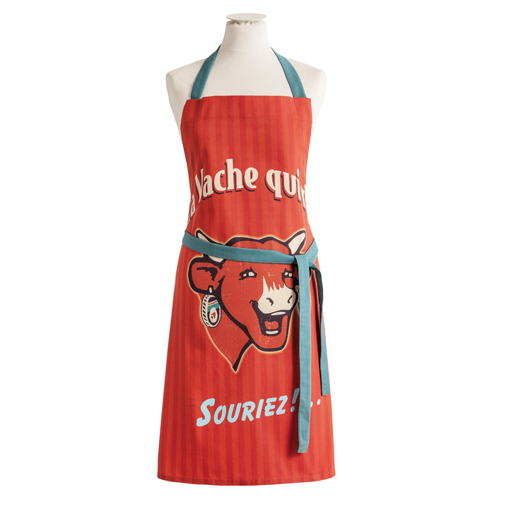 Coucke Schürze Vache Qui Rit Retro Baumwolle rot 76 x 85 cm