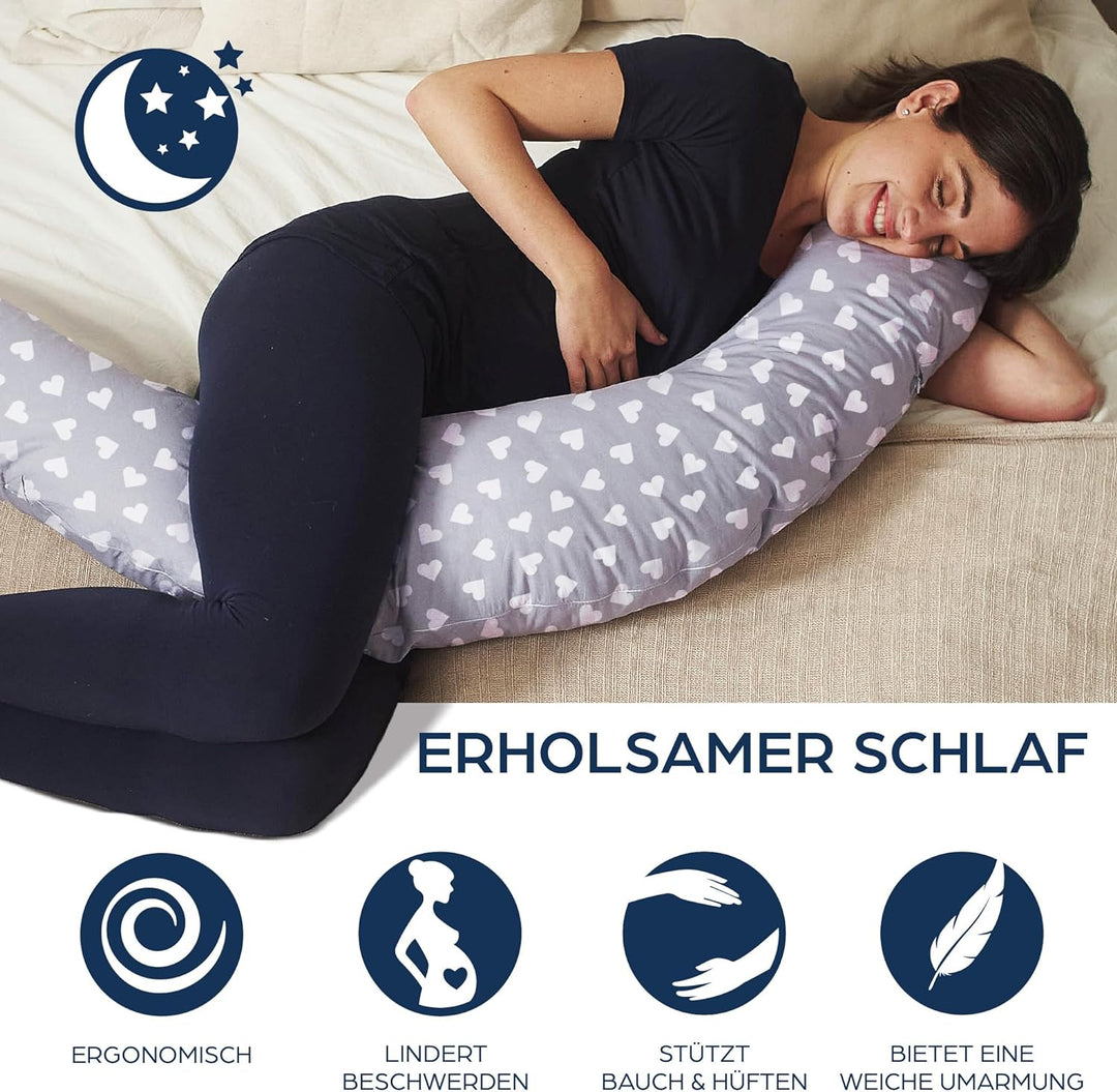 Niimo XXL Schwangerschaftskissen & Stillkissen - Seitenschläferkissen mit Bezug aus 100% Baumwolle,