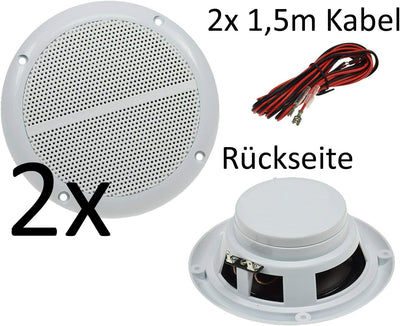 ChiliTec Lautsprecher 6,5" 165mm Wasserfest 100Watt Paar Einbaulautsprecher für Wand & Decke Marine-