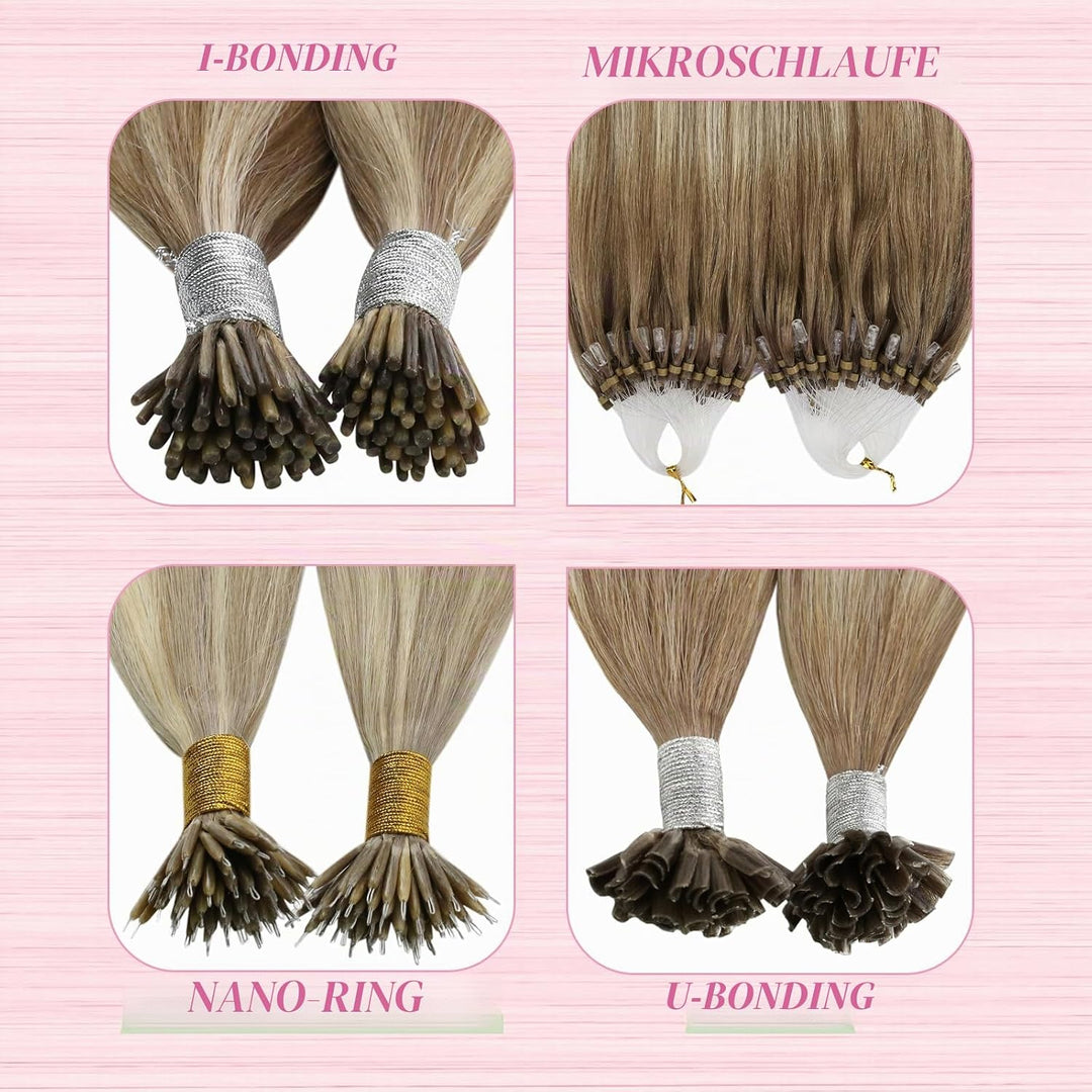 YoungSee Bonding Extensions Echthaar Ombre Extensions Echthaar Bondings 1g 35cm Hair Extensions Bond