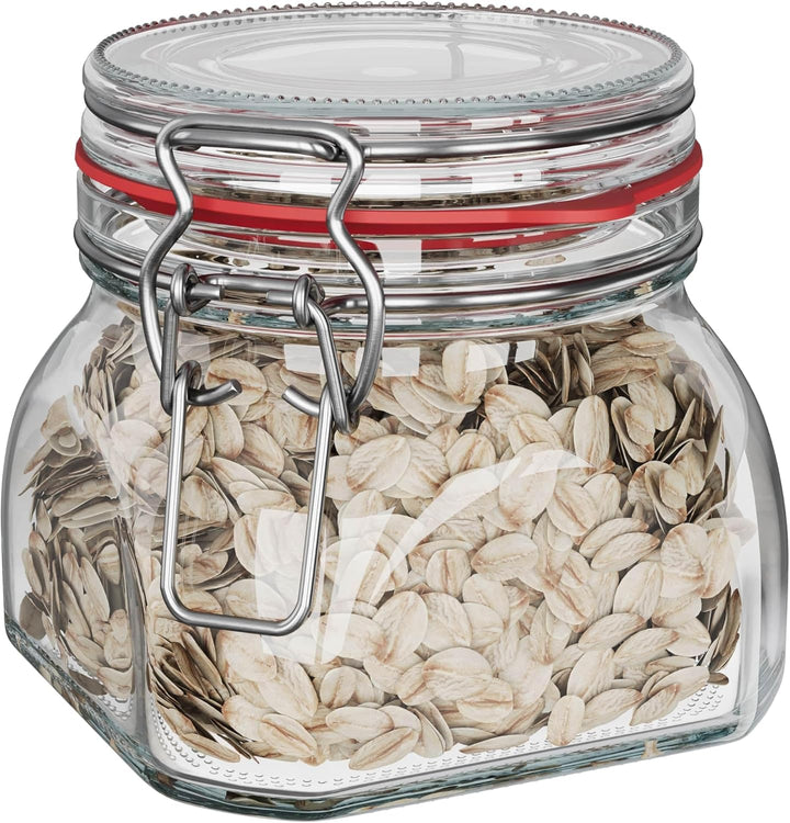WELLGRO Einmachgläser mit Bügelverschluss eckig, Fermentierglas, Vorratsgläser mit Deckel, Bügelglas